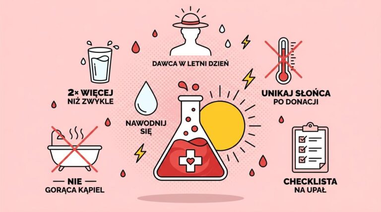 Lato a oddawanie krwi — upał, nawodnienie i bezpieczny powrót do domu